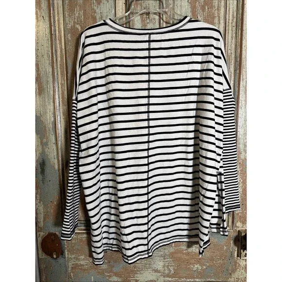 She + Sky Women’s Black And White Striped Tunic Long Sleeved L - Picture 5 of 11